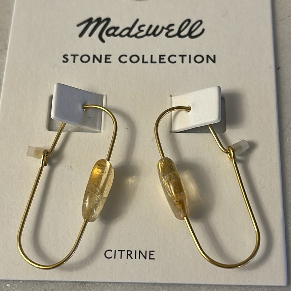 Madewell Stone Collection Citrine Medium Hoop Earrings